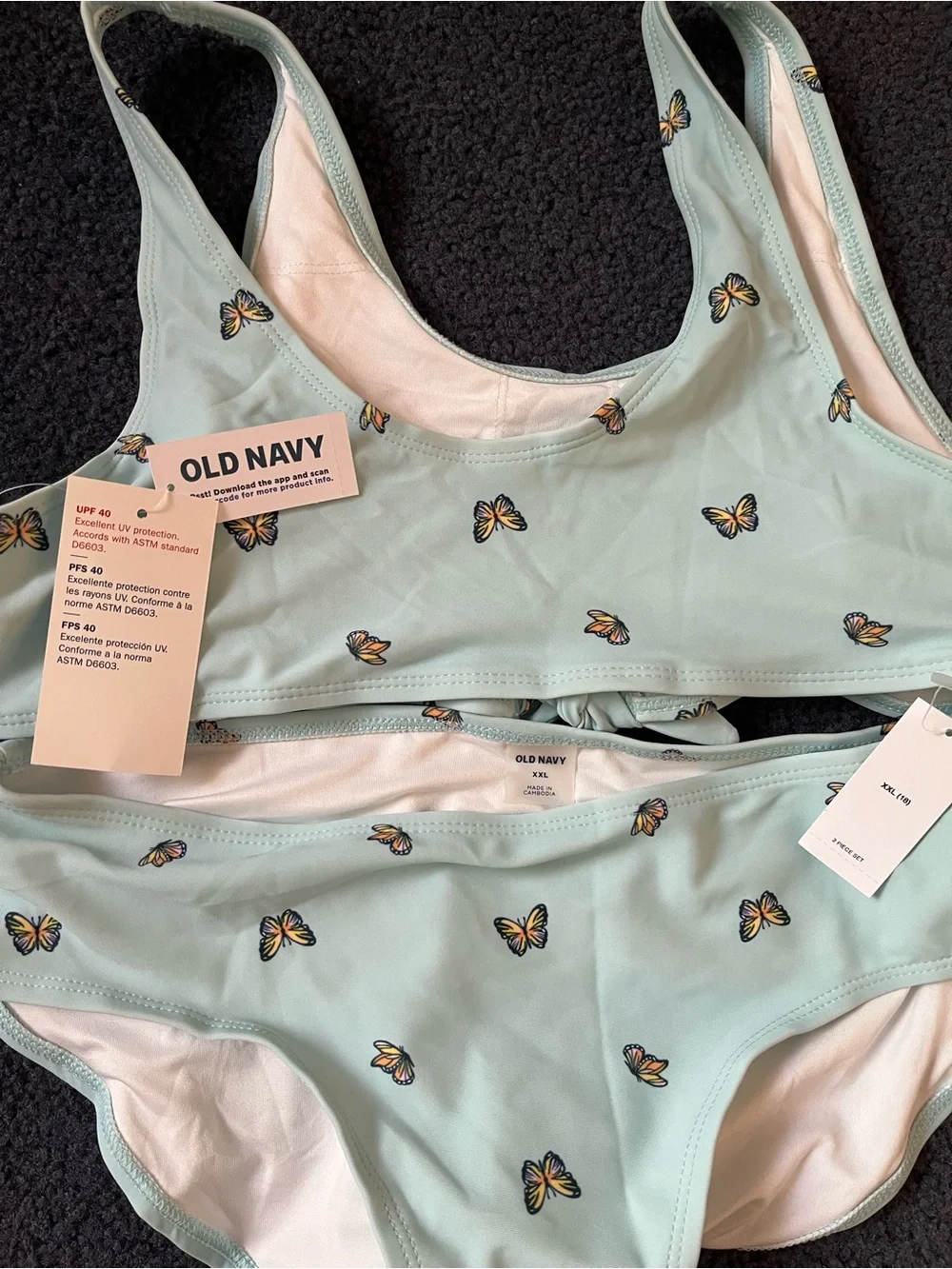Old Navy Light Mint Butterfly Two-Piece Swim Set